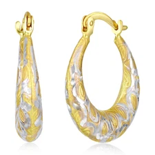 Wellingsale 14k Two Tone Gold Hoop Earrings (20 x 20mm)
