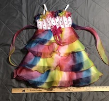 Girls Birthday Cake Multicolored Ruffled Strap Cocktail Party Dress