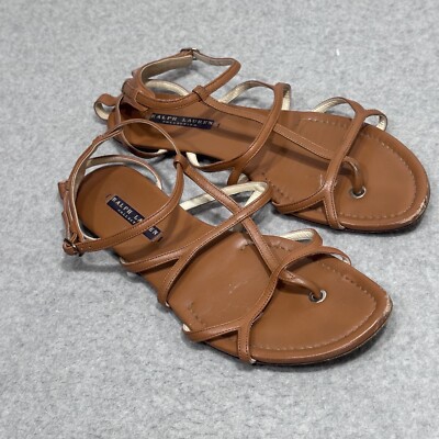 New in Box Ralph Lauren Purple Label Leather Sandals Brown Stirrup Buckle Italy Ralph Lauren Purple Label Men main image 2
