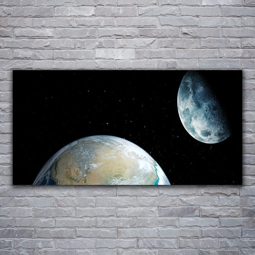 Photo sur toile Univers Lune Terre 120x60 cm grand tableau mural salon moderne