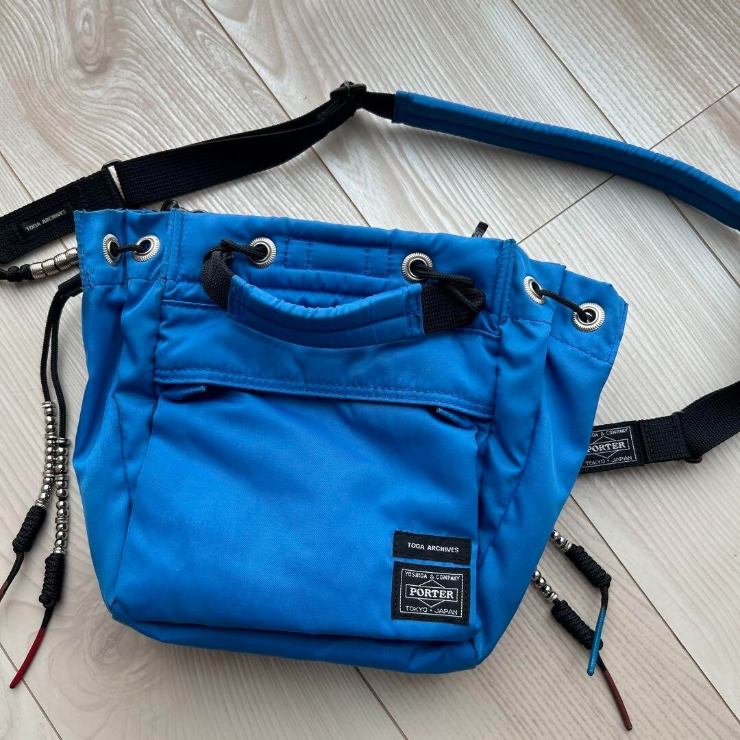 Porter TOGA ARCHIVES Shoulder Bag String Bag Blue Square Porter TOGA ARCHIVES Shoulder Bag String Bag Blue Square