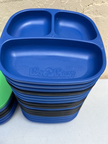 RePlay Recycled Plates Toddler Kids FDA Approved Divided Flat Bowls LOT OF 44 - Picture 8 of 10