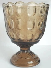 Vintage Retro Light Brown Glass Pedestal Compote E.O. Brody Co. Cleveland Ohio