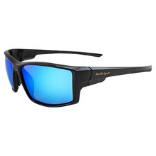 Islander Eyes Belize Polarized Sunglasses Sporty Black Frame w/ Blue Mirror Lens