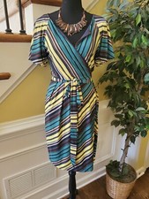 MAX AND CLEO Women’s Wrap Print Career Stretch Dress Size SMALL