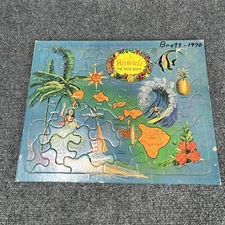 Vintage Hawaii Puzzle The 50th State 1970's Cardboard Islands Souvenir Hawaiian