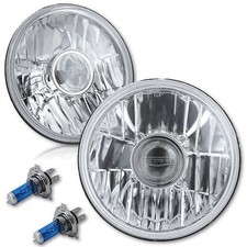 7 Crystal Projector Headlight Halogen H4 Clear 5560w Light Bulbs Headlamp Pair