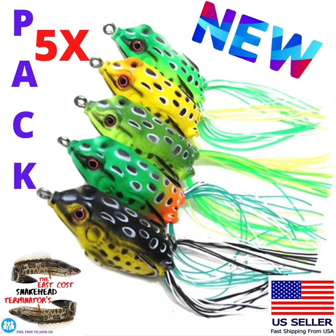 5x High Quality Fishing Lures Frog Topwater Crankbait Hooks Bass Bait  Tackle NEW