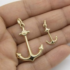 Anchor Charm Pendant Real Solid 10K Yellow Gold - All Sizes