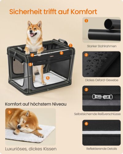 Feandrea Hundebox faltbar, Transportbox, Hundetasche, Oxford-Gewebe PFCDE016/017 - Bild 5 von 11