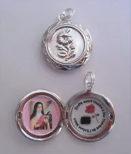 St.Therese of Lisieux "Little Flower" relic locket with holy card!--Beautiful!!!