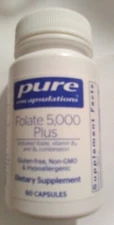 Pure Encapsulations Folate 5000 mcg Plus 60 Count Exp 10/26