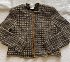 Women Vintage Stenay Silk Beaded Jacket Top Coat Gold Size Small/ 18-27