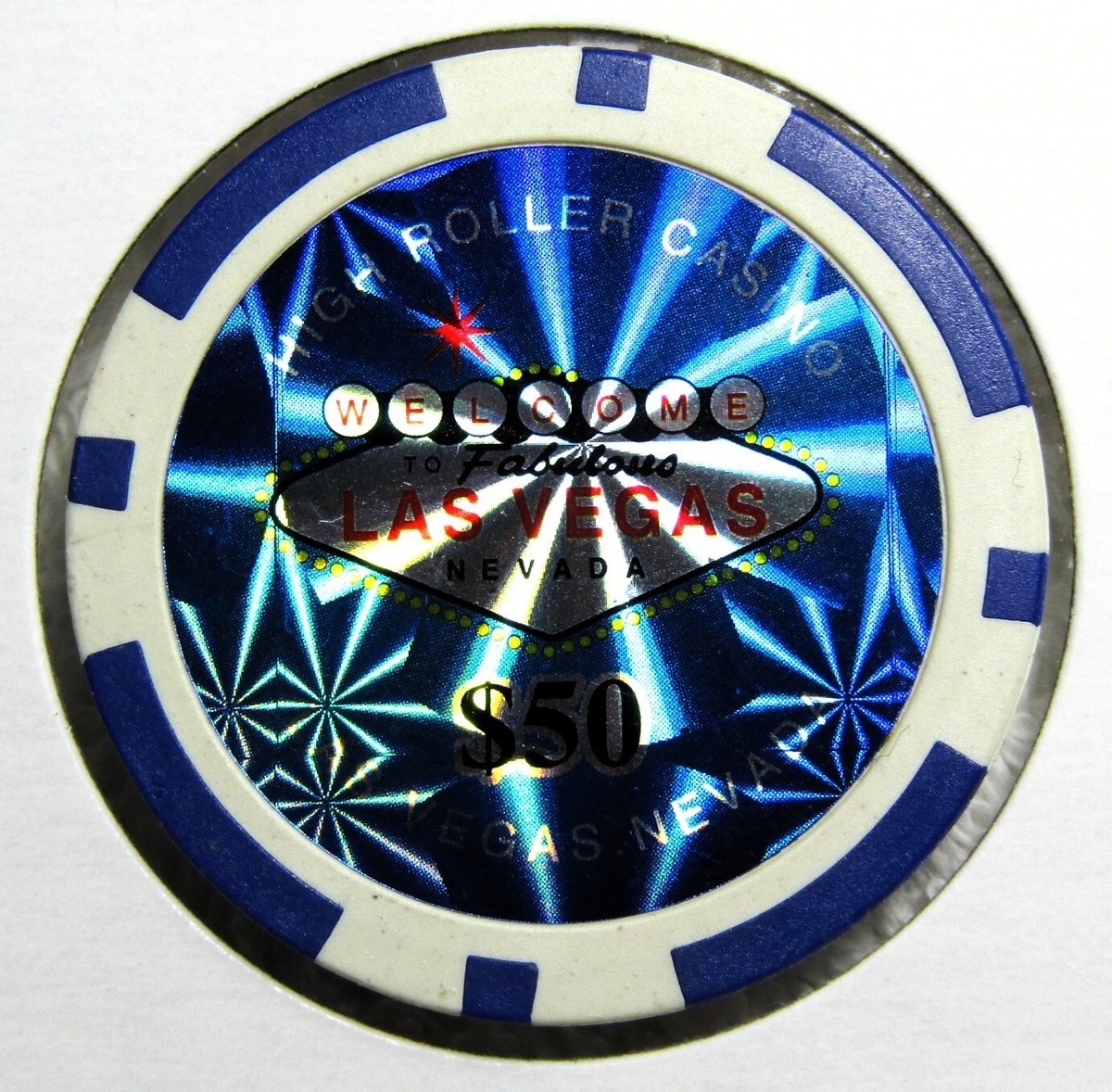 Authentic High Roller Casino Fabulous Las Vegas Nevada Blue $50