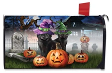 Spooky Kittens Halloween Magnetic Mailbox Cover Jack o'Lanterns Standard