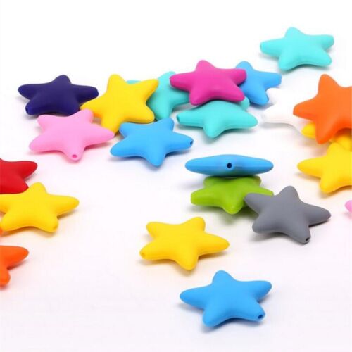10pcs Star Shape Silicone Beads Diy Baby Molar Toy Jewelry Making - Picture 4 of 18