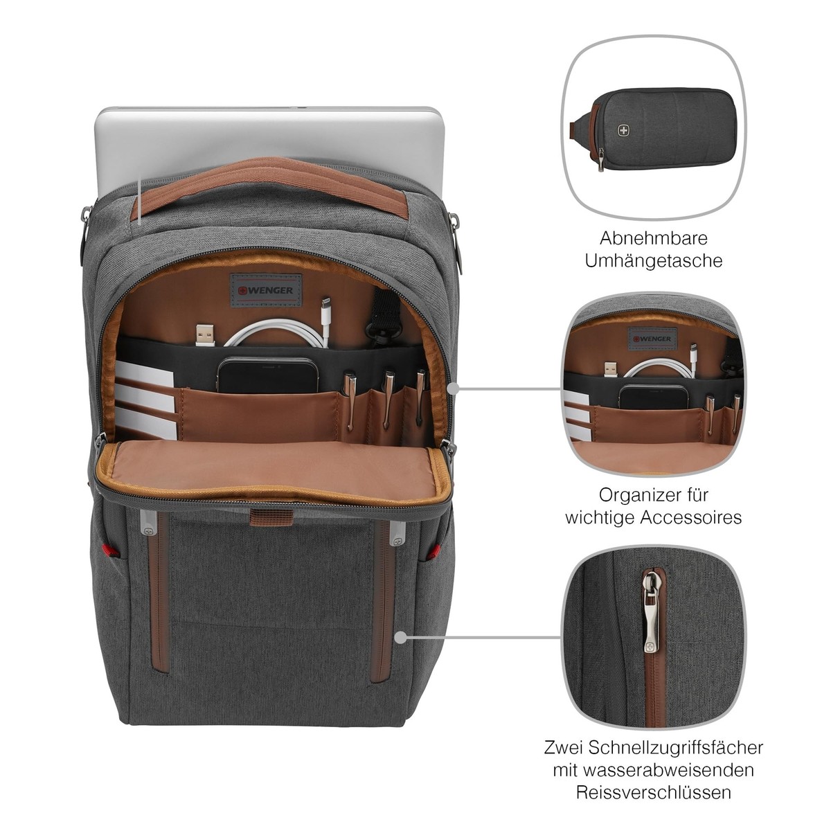 Wenger City Upgrade Laptop Backpack with Cross Body Day Bag 40.64