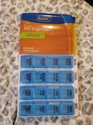 Rexall Weekly Pill Organizer 4 Sections For Each Day 7 Removable Pill Reminder