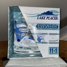 Lake Placid Adjustable Ice Skates Youth 11-1 Light Blue/White