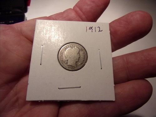 2 Antique US Barber Silver Dimes - 1912/1914D - Good Condition  - $8 s/h
