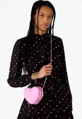NWB Kate Spade Love Shack 3D Heart Pink Crossbody KK209 Chain