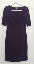 Ralph Lauren Dress Womens Size 10 Plum Purple Short Sleeve Cowl neck Maxi