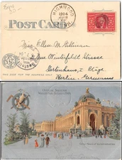 St. Louis World's Fair postcard mailed to Berlin Germany from Highwood MN, 1904