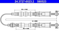 ATE Bremsseil Seilzug Feststellbremse 24.3727-0523.2 FüR Fiat Cinquecento 170AA