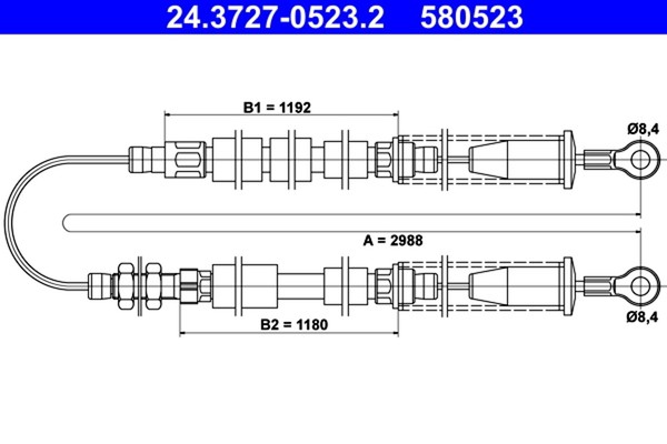 ATE Bremsseil Seilzug Feststellbremse 24.3727-0523.2 FüR Fiat Cinquecento 170AA-image