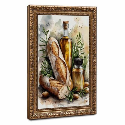 Bread Olive Oil Still Life Canvas Oil Paintings Reproduction