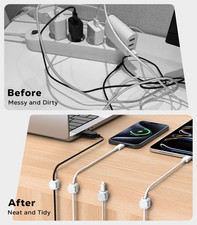 6 Pack Magnetic Cable Clips, Under Desk Cable Management, Adhesive Magnetic C...