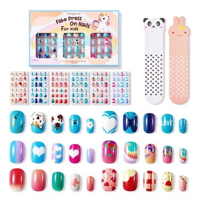 Modelones Press on Nails for Kids 144Pcs 6 Pack Children Acrylic Fake Nails Pre