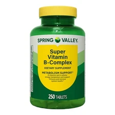 Spring Valley Super Vitamin B-Complex Dietary Supplement for Metabolism 250