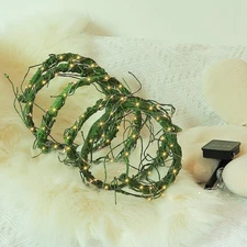 118inch Long Grapevine Garland With Solar String Lights Bendable Fake Tree Br...