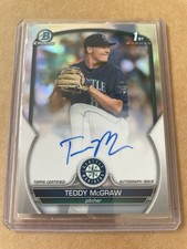 Signed 2023 Bowman Draft Chrome Prospect Autographs Teddy McGraw Refractor /499