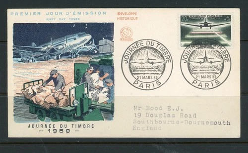 France 1959 SG 1416 Stamp Day Douglas DC-3 Mail Plane   FDC