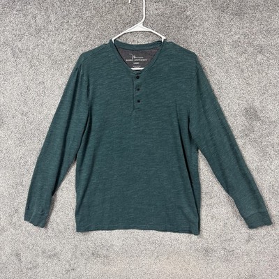 【2点】Marc Henley Neck Long Sleeve T-shirt Marc Anthony Luxury Shirt Mens L Green Henley Long Sleeve Granola