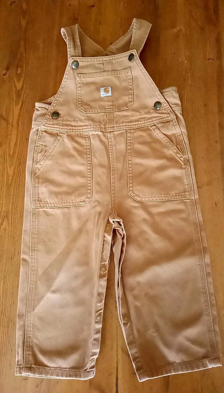 Carhartt Infant Canvas Bib Overalls Size 24M Brown 100% Cotton