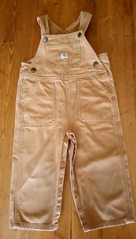 Carhartt Infant Canvas Bib Overalls Size 24M Brown 100% Cotton
