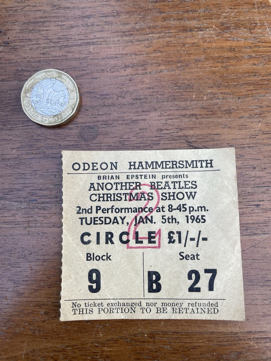 Original Beatles Concert Ticket Stub Jan 5 1965 Another Beatles