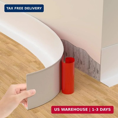 Self-Adhesive Flexible Baseboard Molding Trim - 20 Ft Vinyl Wall Base for Curved