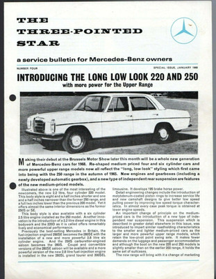 Mercedes-Benz Dreizackstern Newsletter Januar 1968 UK Prospekt W114 W115
