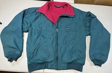 vtg USA MADE Patagonia ski jacket fleece lined coat full zip womens L blue pink