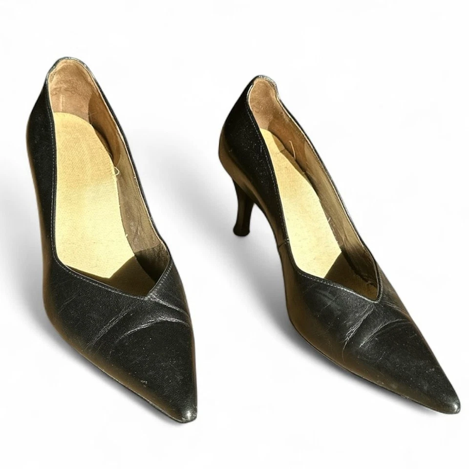 Zapatos de salón Gabor de cuero negro para gatito talla 6 clásicos atemporales elegantes UE 36 Y2K Foto 2 de 4