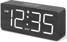DreamSky Wooden Digital Alarm Clock for Bedroom - Loud Alarm for Heavy Sleepers