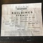 Vintage sign. 1975 Department of buildings. City of New York Work Permit. RARE