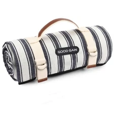 G GOOD GAIN Waterproof Picnic Blanket Portable with Carry Strap for Beach Mat...