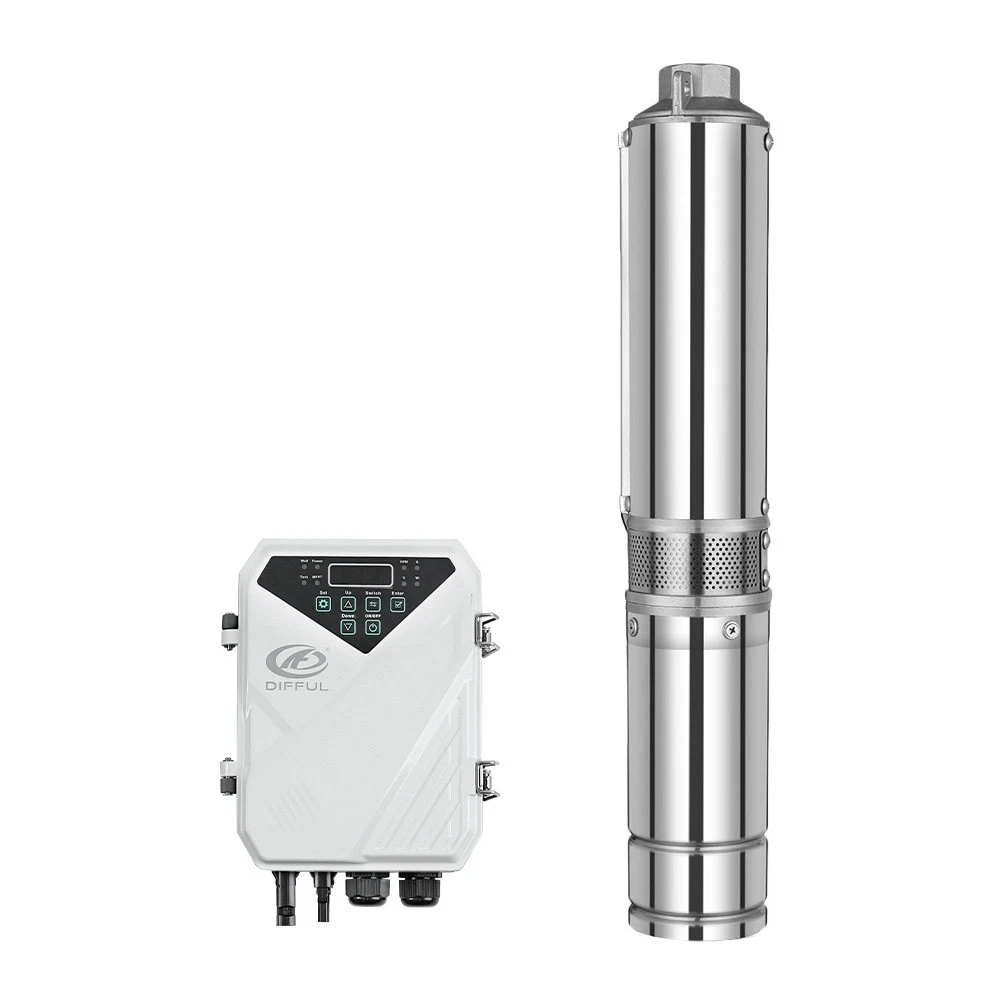 DIFFUL 3” DC Deep Well Solar Water Pump 48V 600W Bore Hole Submersible MPPT