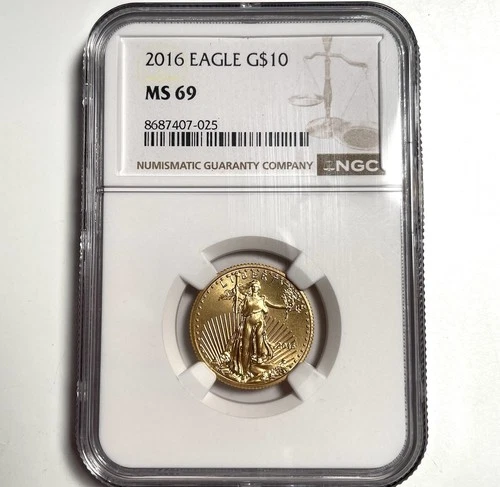2016 $10 Gold 1/4 Oz American Eagle NGC MS69 Fine Gold Beautiful Coin!