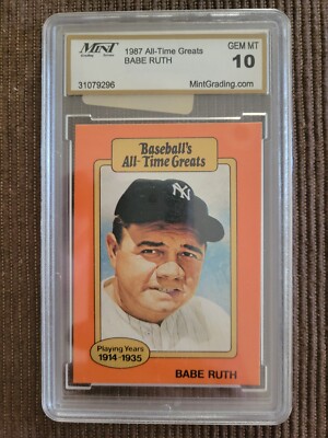 1987 ALL-TIME GREATS BABE RUTH ORANGE BORDER GRADED MGS 10 GEM